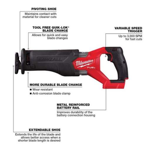 Milwaukee M18 Fuel SAWZALL Cordless Brushless Reciprocating Saw Tool Only