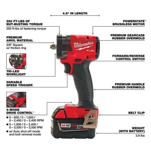 Milwaukee M18 FUEL 3/8 in Brushless Compact Impact Wrench - Tool Only