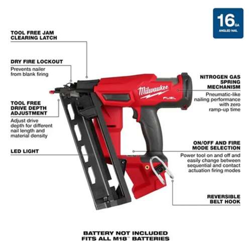 Milwaukee finish nailer tool only hotsell