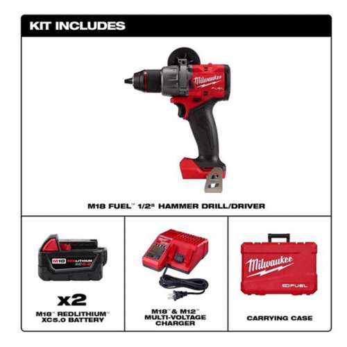 Milwaukee M18 Fuel 18 V 1/2 in Brushless Cordless Hammer Drill Kit (Battery & Charger)