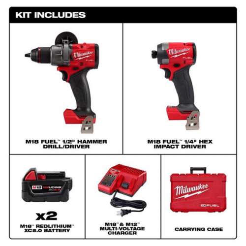 Milwaukee M18 FUEL Hammer Drill and Impact Driver Combo Kit - Batteries and Charger Included