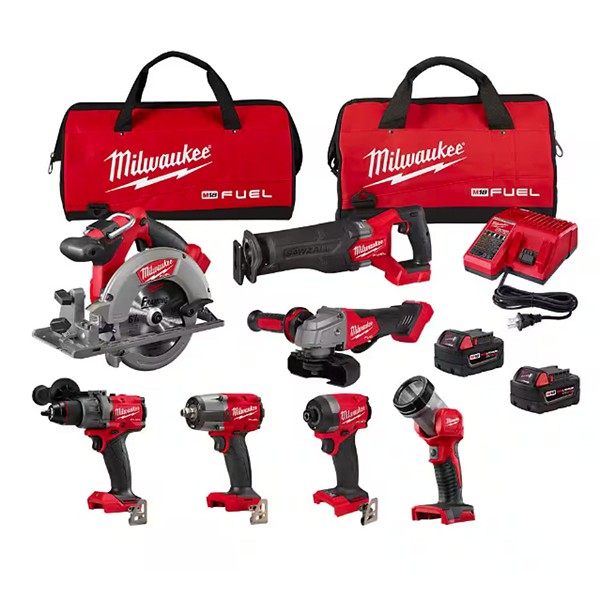 Milwaukee FUEL 18V Lithium-Ion 7-Tool Kit - Batteries and Charger Included