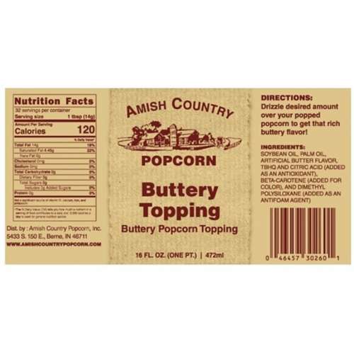 Amish Country Popcorn Buttery Topping