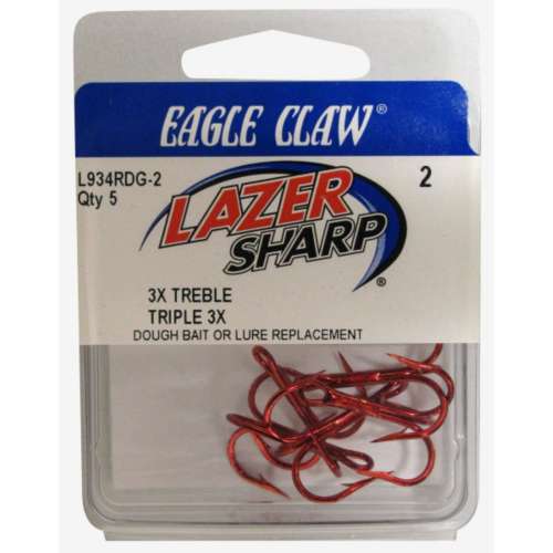 Eagle Claw Lazer Sharp Red Treble Hook 20 Pack