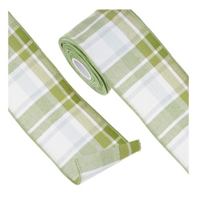 RAZ Imports 10yd Green Plaid Wired Ribbon | SCHEELS.com
