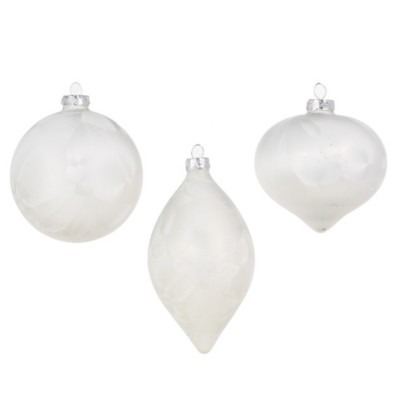 RAZ Imports Assorted White Matte Crackle Ornament
