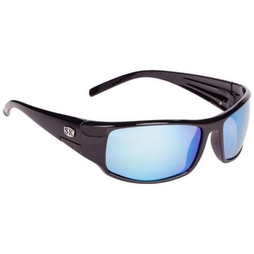 Strike King SK Plus Black Frame Bosque Blue Mirror Polarized Lens Sunglasses 