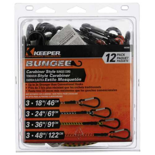 Keeper Assorted Carabiner Style Bungee 12 pack