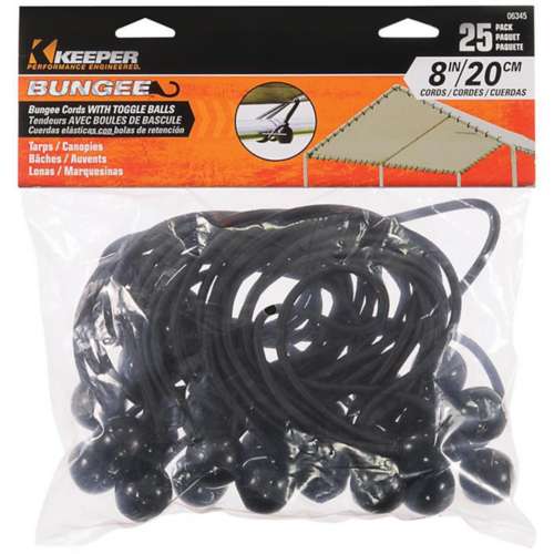 Keeper Black Bungee Ball Cord 8 in 25 pack
