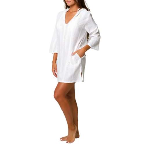 J Valdi Ocean Tie Back High Low Dress Coverup - Turqouise / White