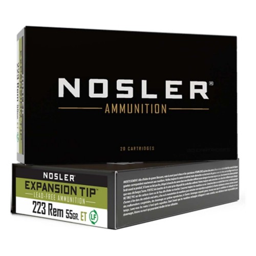 Nosler E-Tip Lead-Free 223 Remington Rifle Ammunition 20 Round Box