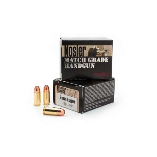 Nosler Match Grade JHP Handgun Ammunition 20 Round Box