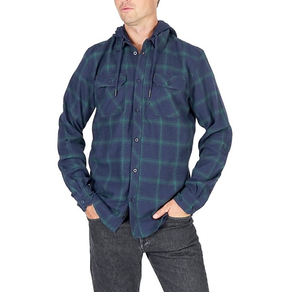 Men's Silver Jeans Co. Plaid Hooded Flannel Shirt product image
