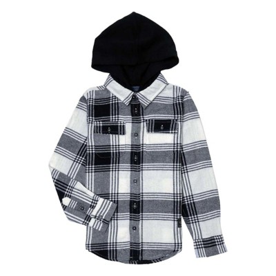 Boys' Silver jeans mujer Co. Plaid Hooded Flannel Long Sleeve Button Up Shirt