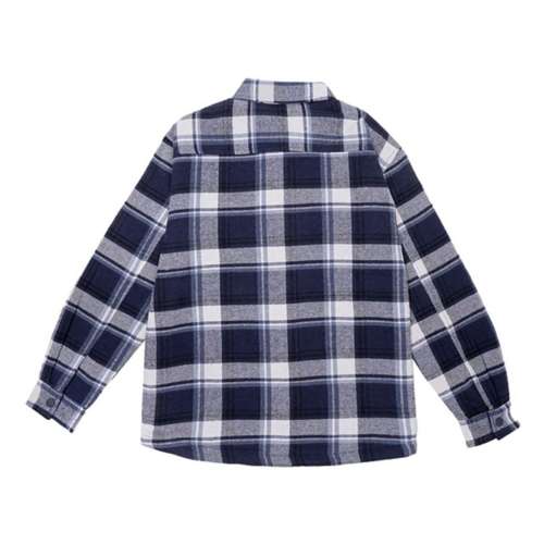 Boys' Silver Jeans Co. Sherpa Lined Plaid Flannel Long Sleeve Button Up Shirt