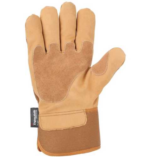 Men's Carhartt Insulated Bison Leather Safety Cuff Work Gloves