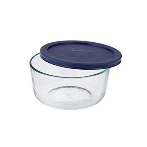 Pyrex 4-Cup Glass Food Storage Container with Blue Lid (Single