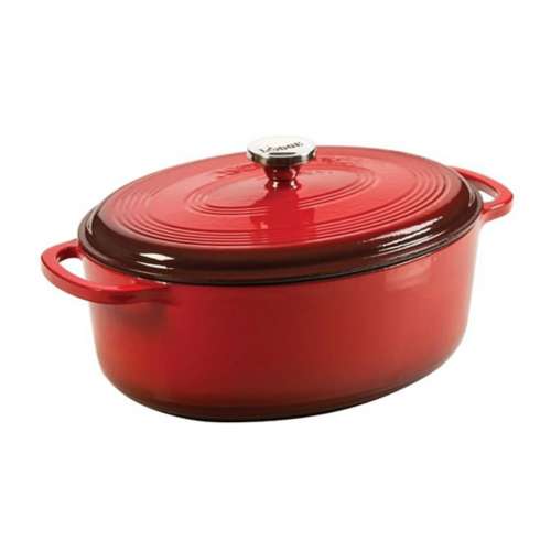 Lodge 7 Quart Oval Red Enameled Cast Iron Dutch Oven
