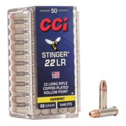 CCI Stinger HP Varmint Rimfire Ammunition 50 Round Box