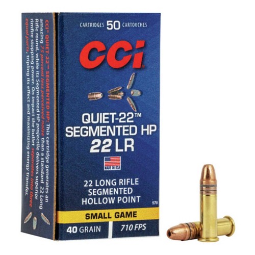CCI Quiet-22 Segmented HP 22 Long Rifle Rimfire Ammunition 50 Round Box