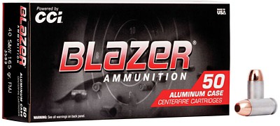 Blazer FMJ Aluminum Case Pistol Ammunition 50 Round Box