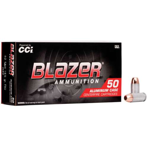 Blazer FMJ Aluminum Case Pistol Ammunition 50 Round Box