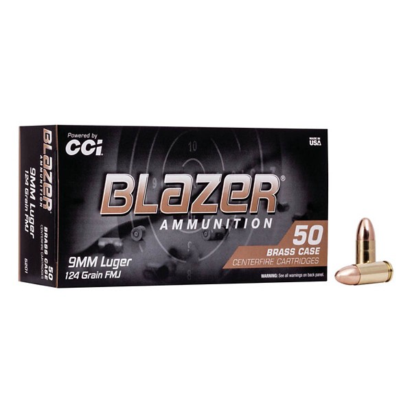 Blazer Brass FMJ Pistol Ammunition 50 Round Box product image
