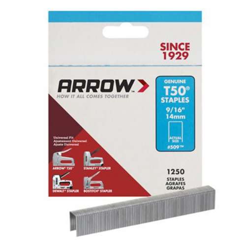 Arrow 9/16 in T50 Staples - 1250 Count