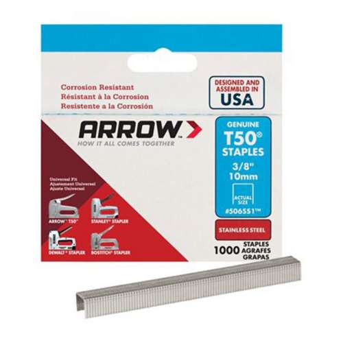 Arrow T50 Stainless Steel Staples 3/8 inch - 1000 Pack