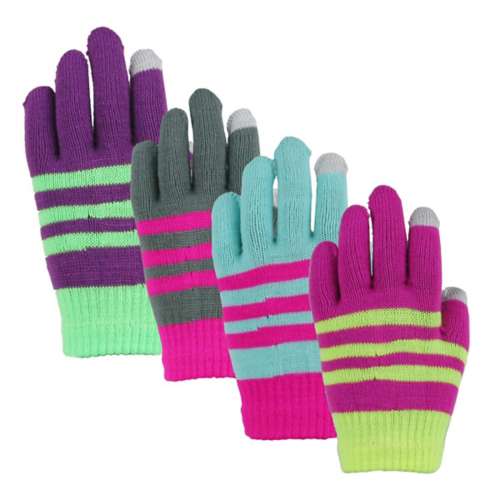 Girls' Grand Sierra Touchscreen Stripe Stretch Single Pair (Colors May Vary) Gloves
