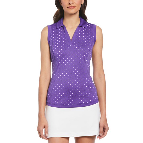 Women's PGA Tour Polka Dot Printed Sleeveless Golf Polo product image