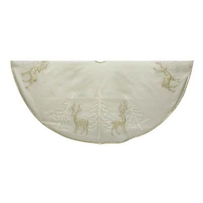 Kurt S. Adler 48" Gold Tree and Reindeer Applique Tree Skirt