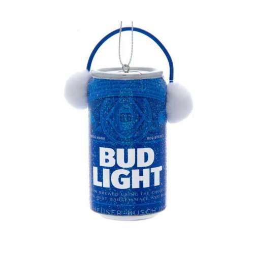 Kurt S. Adler Budweiser Bud Light Can With Ear Muffs Ornament