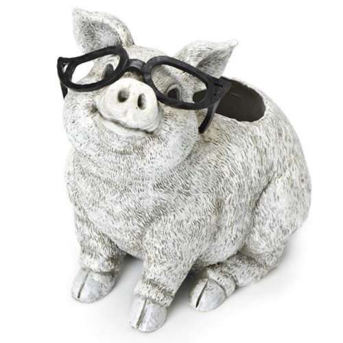 Roman Silly Spectacles White Pig Planter