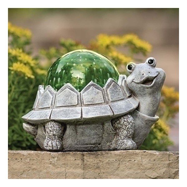 Roman Inc 5.25in LED Turtle Solar Pudgy Pals Garden Statue