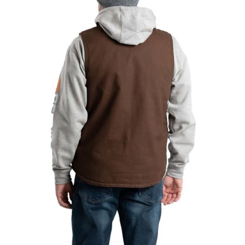 Men's Berne Apparel Heartland Sherpa-Lined Washed Duck V-Neck Vest - Primary Image