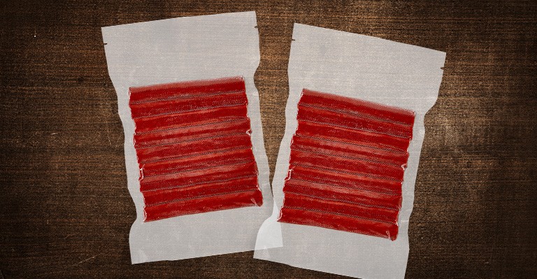 Beef sticks in a vacuum sealed bag