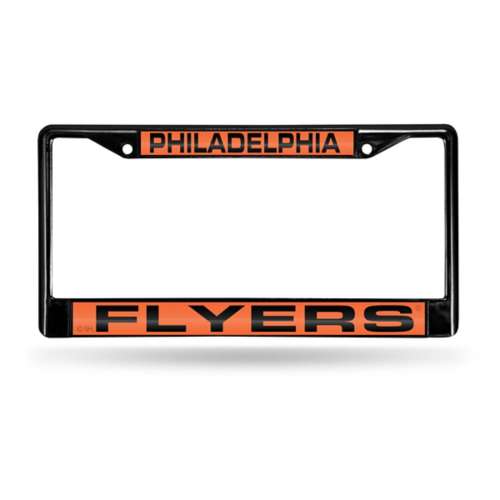 Rico Industries Philadelphia Flyers Black Laser Cut Black Chrome License Plate Frame