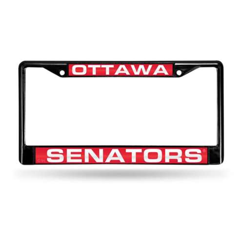 Rico Industries Ottawa Senators Black Laser Cut Black Chrome License Plate Frame