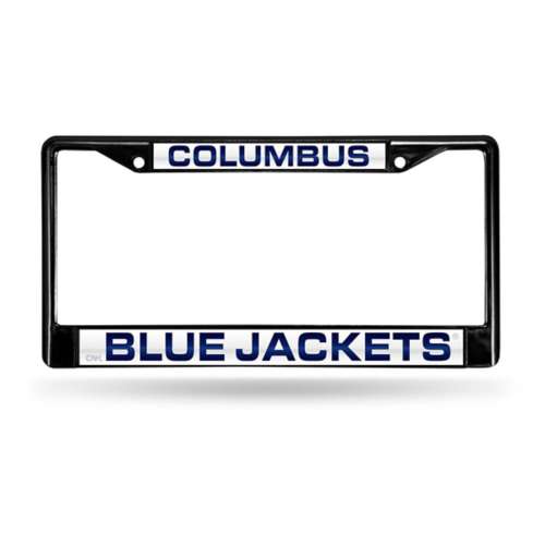 Rico Industries Columbus Blue Jackets Black Laser Cut Black Chrome License Plate Frame