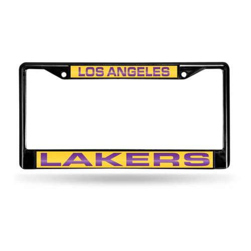 Rico Industries Los Angeles Lakers Black Laser Cut Chrome License Plate Frame