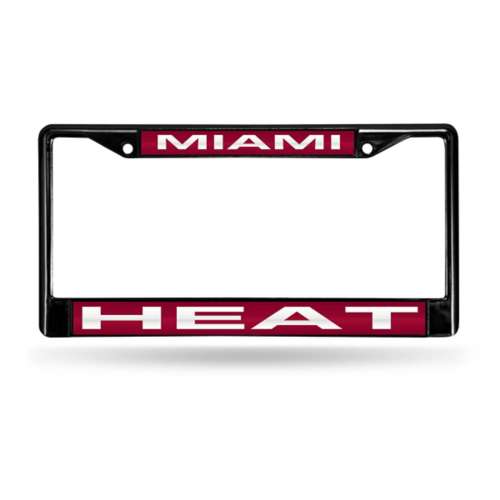 Rico Industries Miami Heat Black Laser Cut Chrome License Plate Frame