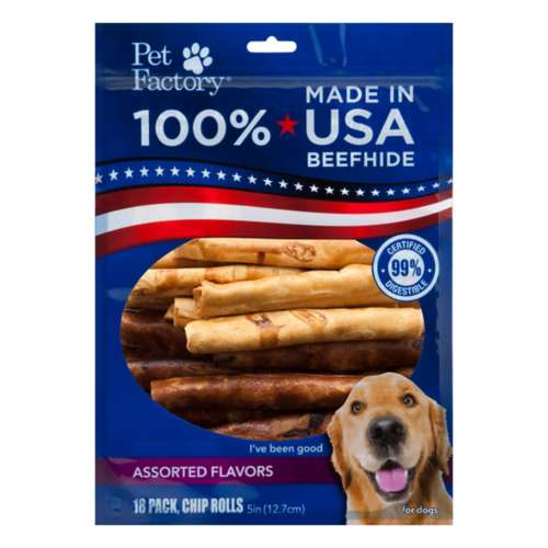 Pet Factory Assorted Flavor Beefhide Chip Rolls Dog Bones