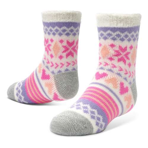 Ladies Ultra Lite Long Ski Socks - Black & Pink Fairisle – Heat Holders