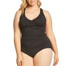 Women's Penbrooke Plus Size Mock Krinkle One Piece Swimsuit