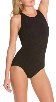 Penbrooke Krinkle Plus Size Chlorine Resistant One Piece Cross Back Swimsuit  at