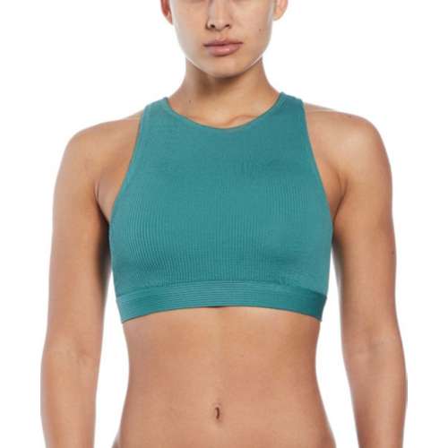 High-Neck Textured Cropped Tankini Swim Top for Women