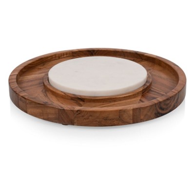 Picnic Time Isla Serving Platter with Marble Cheeseboard Insert