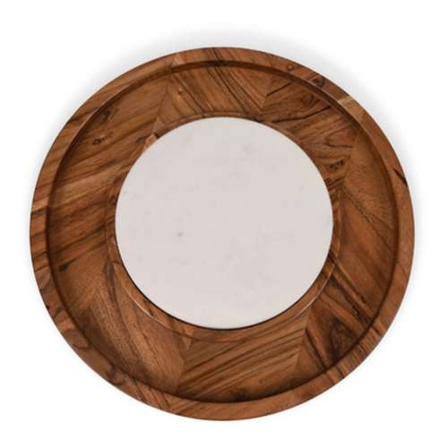 Picnic Time Isla Serving Platter with Marble Cheeseboard Insert