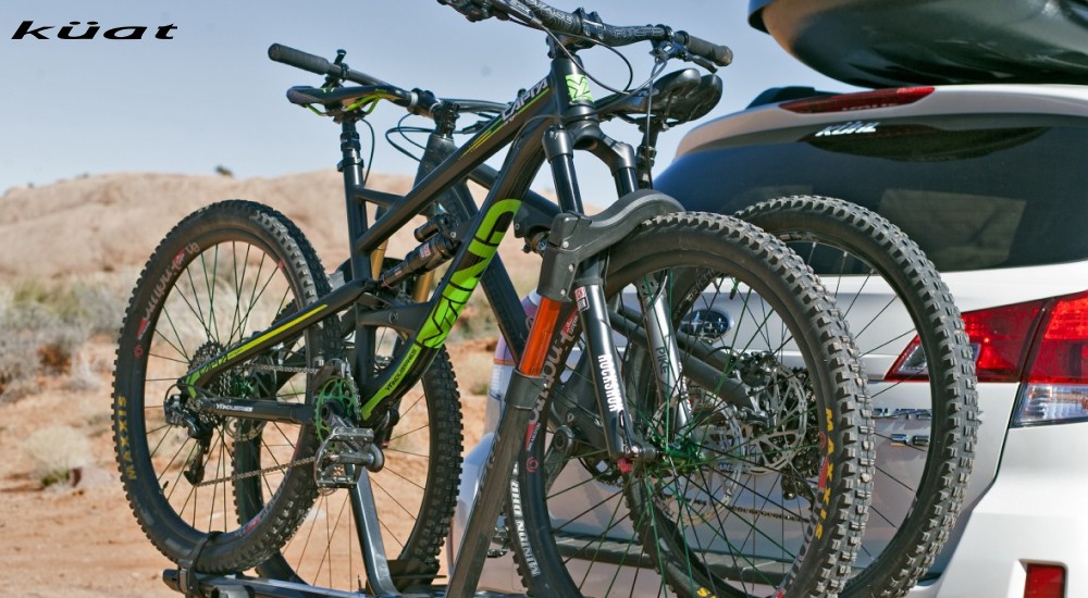 two bikes on a bike rack